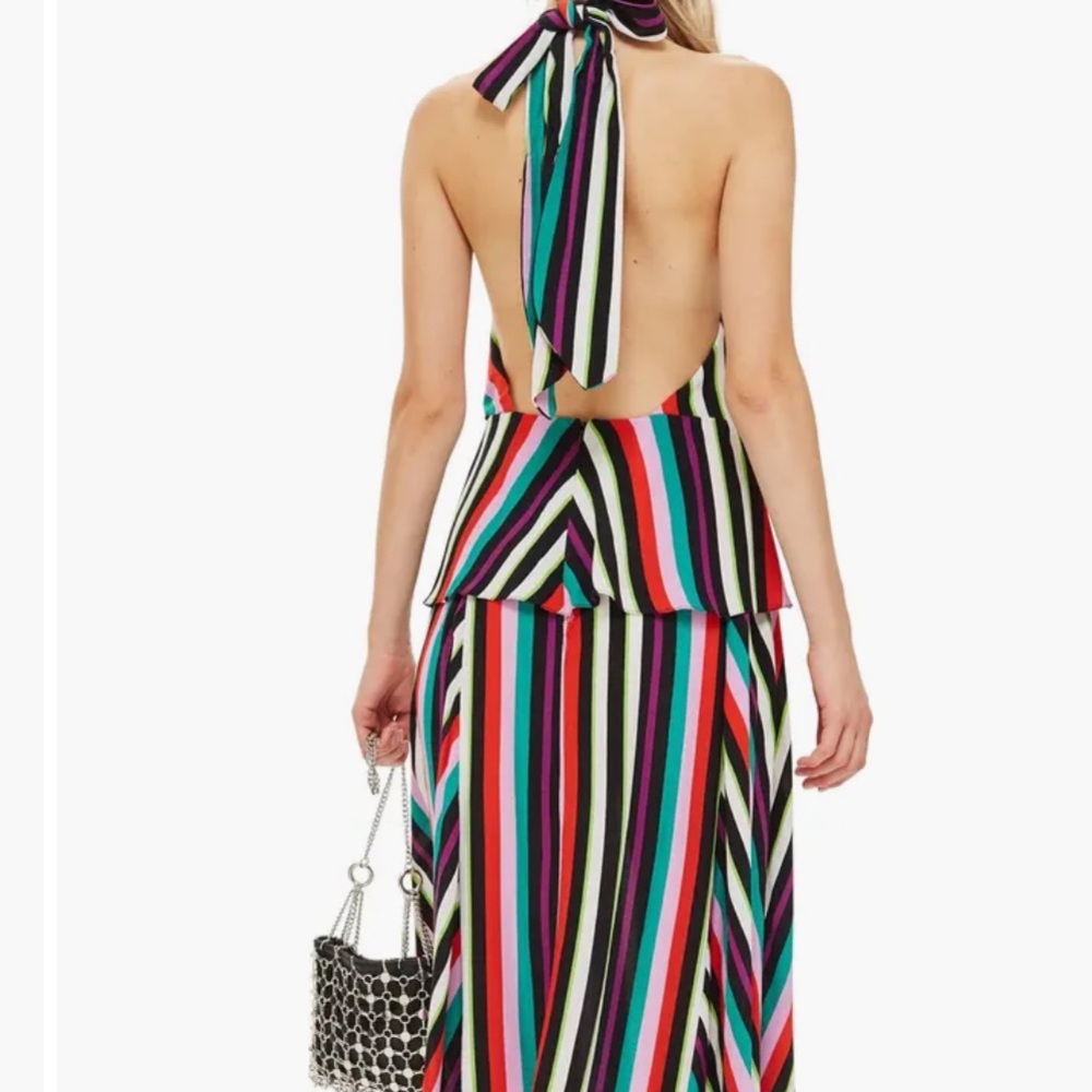 Topshop Asymmetrical Striped Dress - Black, Pink, Green, Blue - Picture 2 of 8